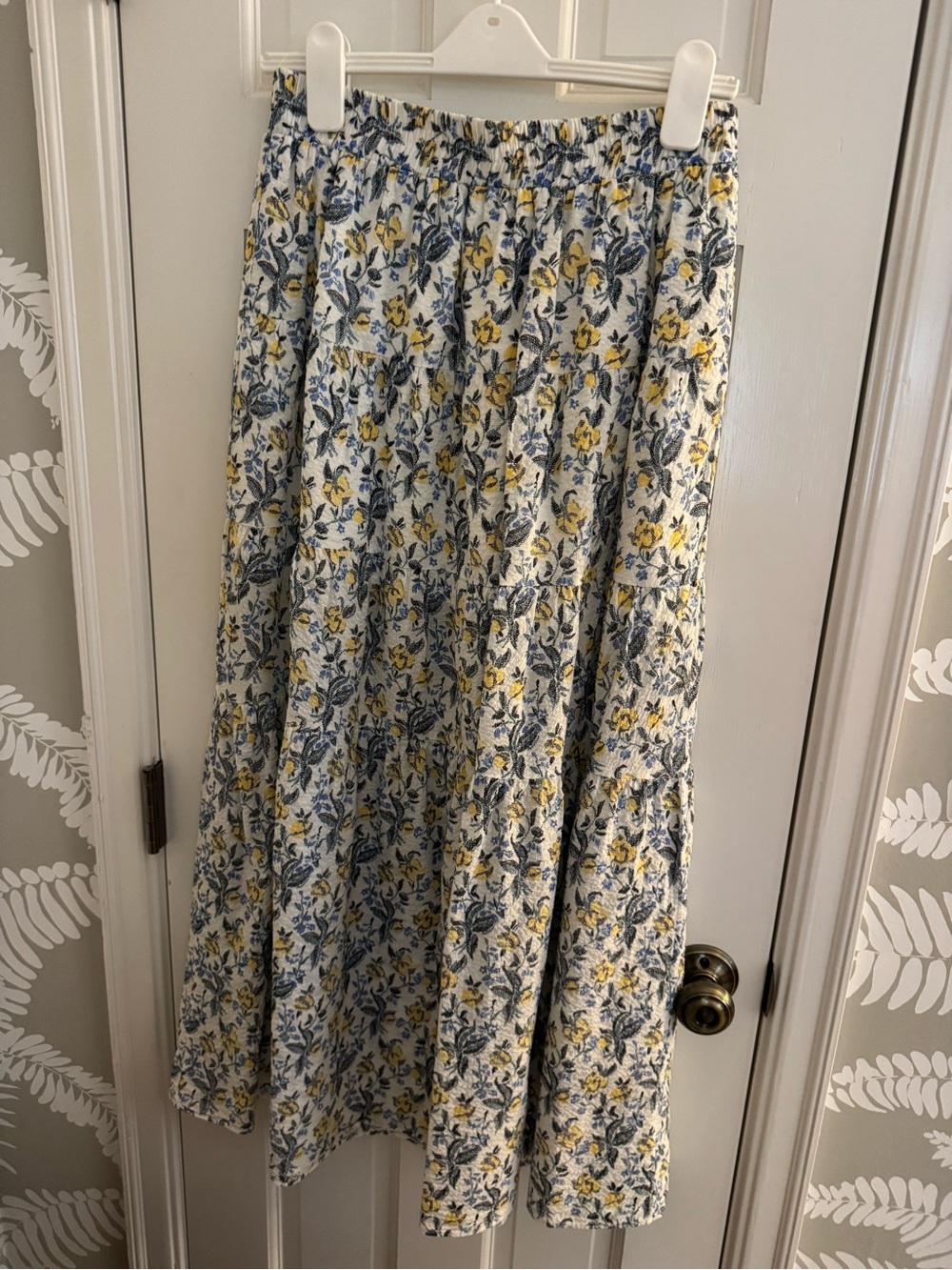 En Saison Floral Tiered Maxi Skirt — Yellow & Blue